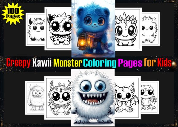 Creepy Kawii Monster Coloring Book