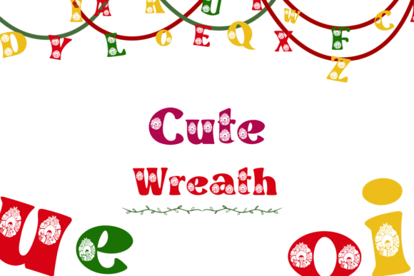Cute Wreath Font PNG with transparent background - Preview 1