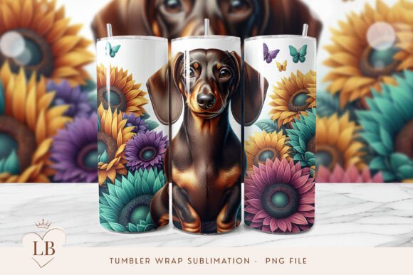 Dachshund and Sunflowers Tumbler Wrap
