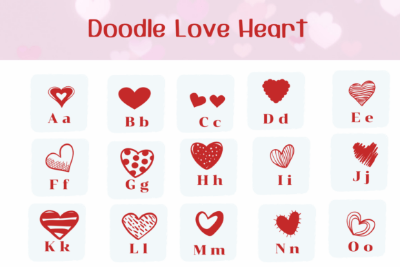 Doodle Love Heart Font PNG with transparent background - Preview 1