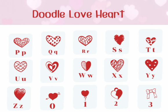 Doodle Love Heart Font PNG with transparent background - Preview 2