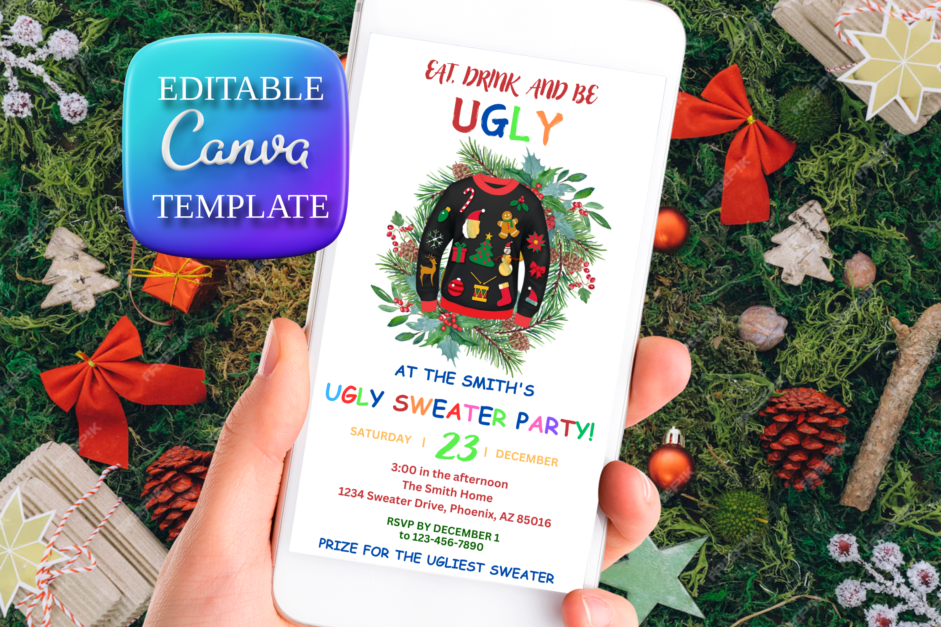 EAT, DRINK and BE UGLY Invitation