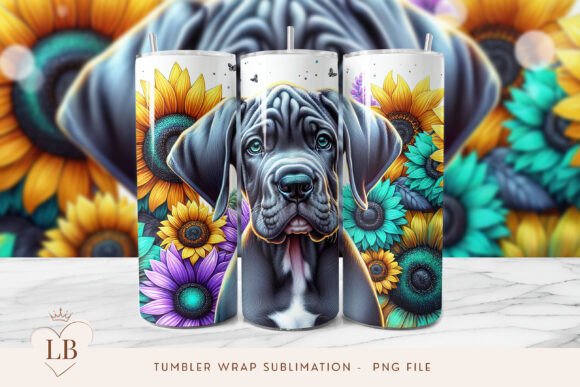 Great Dane and Sunflowers Tumbler Wrap