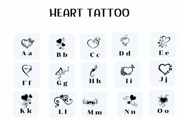 Heart Tattoo Font PNG with transparent background - Preview 1