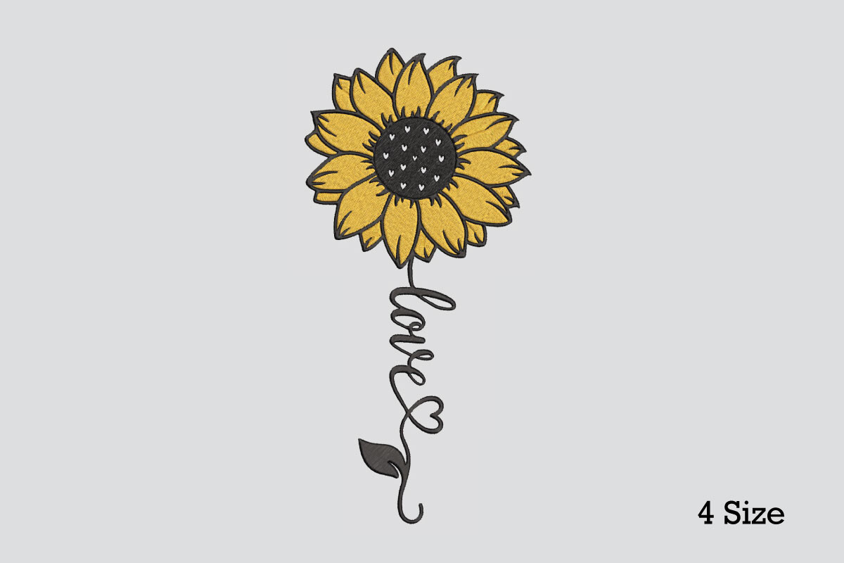 Love Sunflower Embroidery Design