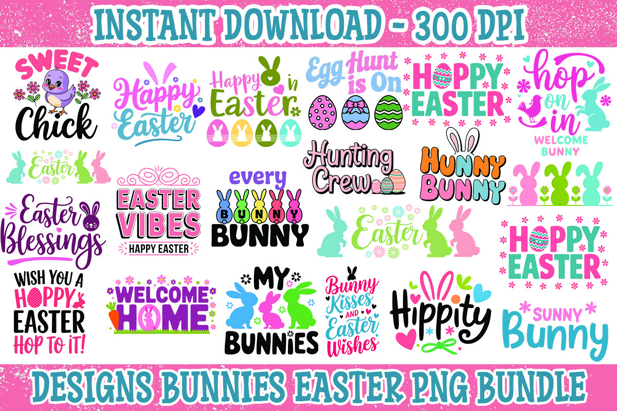Pink Easter PNG Bundle Sublimation Graphic by KariesLady · Creative Fabrica