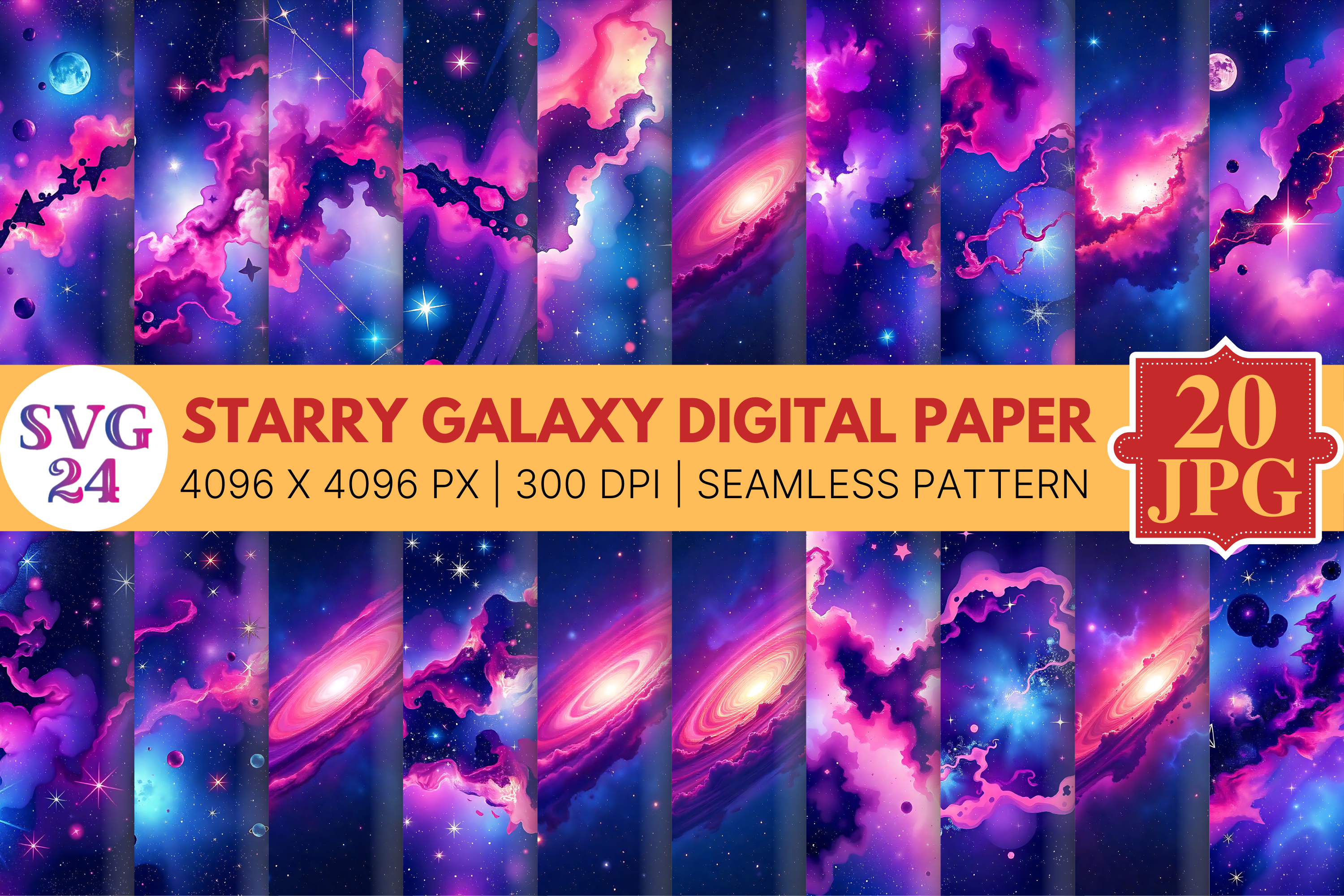 Starry Galaxy Digital Paper Graphic by SVG24 · Creative Fabrica