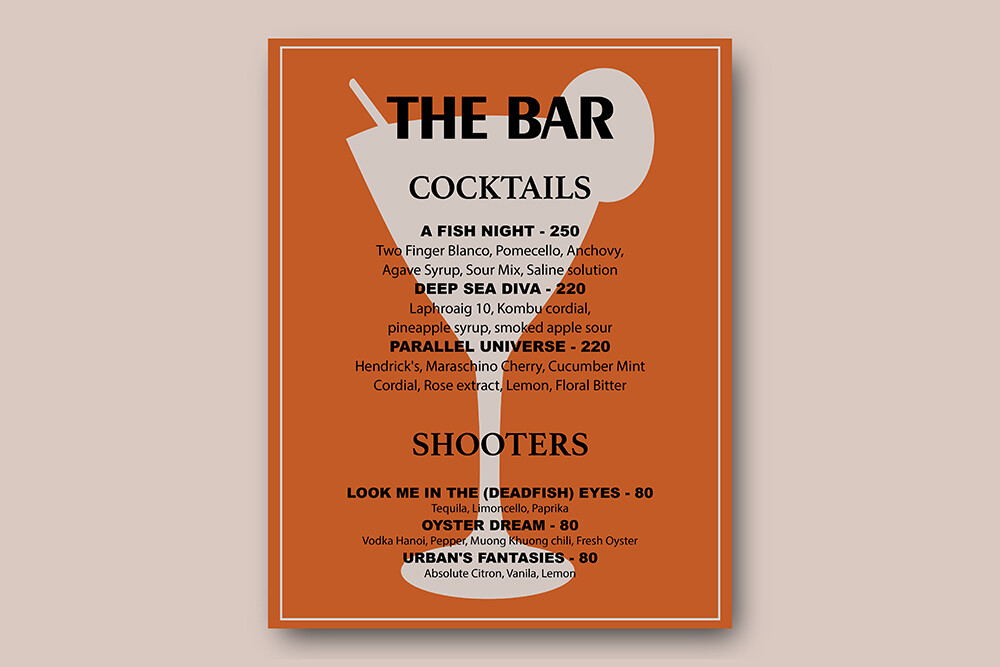 The bar menu template