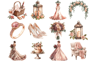 Valentines & Wedding Elements Clipart Graphic by Markicha Art ...