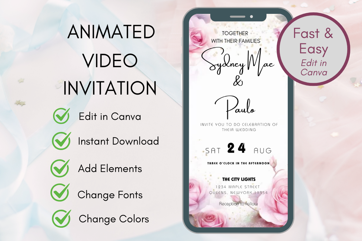 Wedding Invitation Video Template Canva