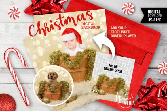 Preview of Baby Pet Christmas Digital Backdrop digital backdrop