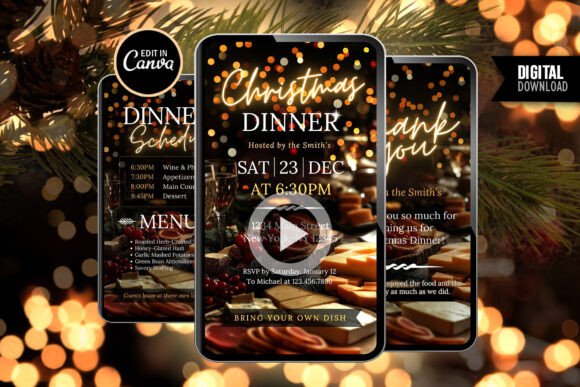 Canva Christmas Dinner Party Invitation