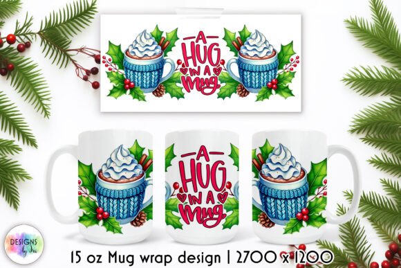 Cozy Winter Mug Wrap Hot Cocoa Print Graphics