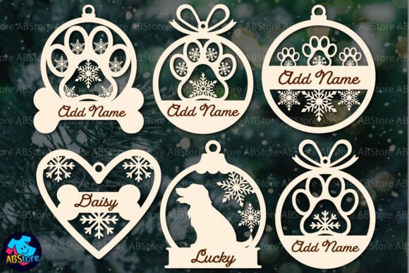 Dog paw Christmas Ornaments laser cut file