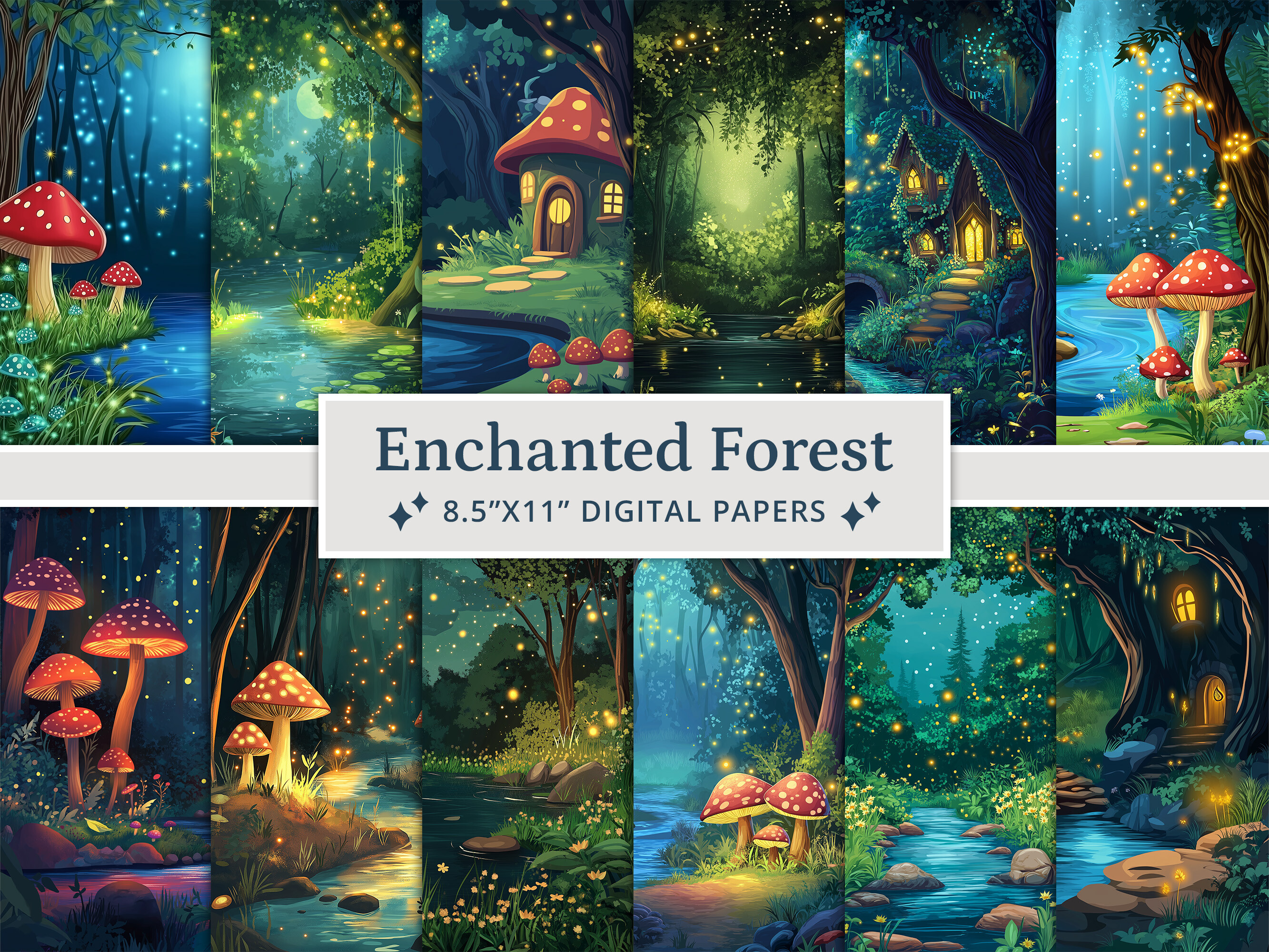 Fantasy Enchanted Forest Digital Papers Graphic by altendi · Creative ...