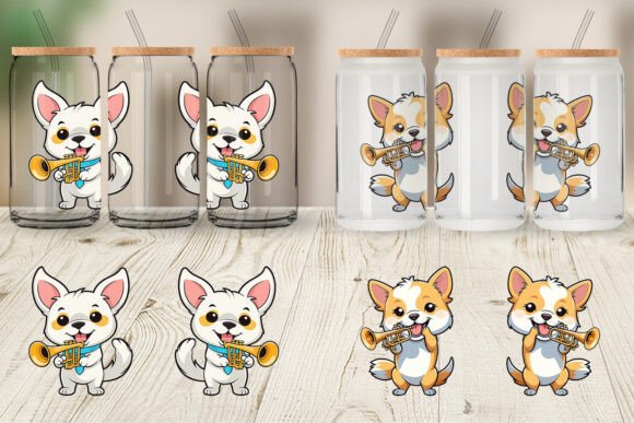 glass can dog new year design sublimation tumbler wrap cricut NYE drinkware gift