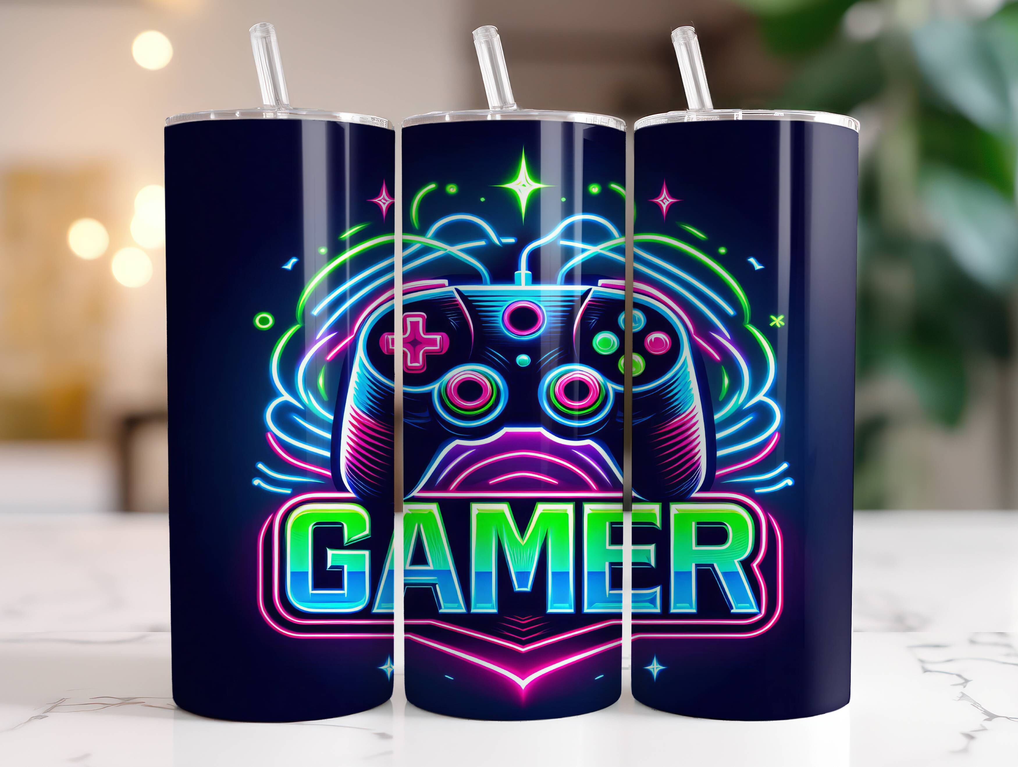 Neon Gamer Controller 20oz Tumbler Wrap Graphic by RahatKDP · Creative ...