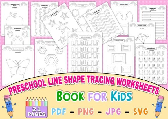 Preschool Line, Shape Tracing Worksheets