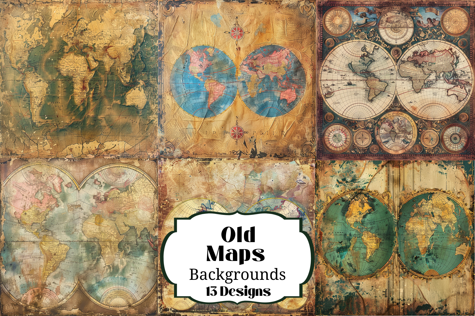 Map Background Layout 13 Colorful Old Map Backgrounds Graphic by Laura Beth Love · Creative ...