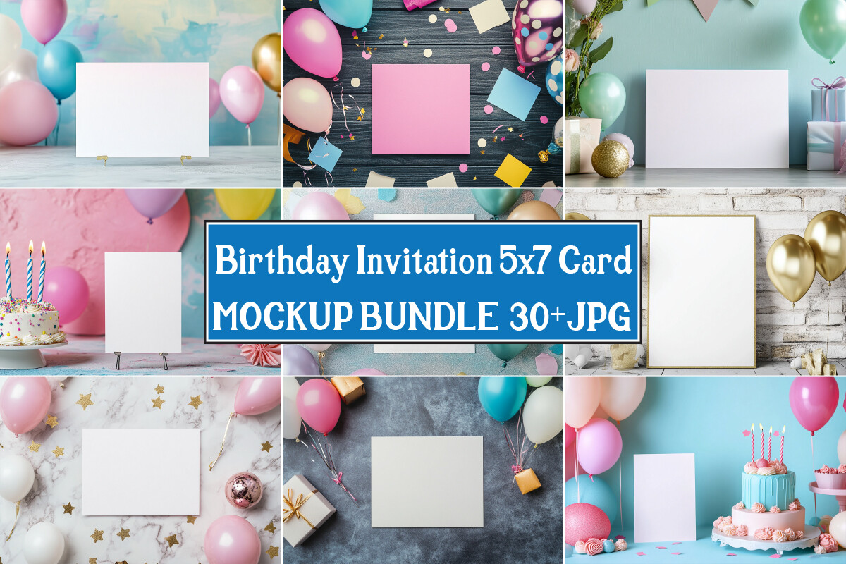 Birthday Invitation Card Mockup Bundle 2