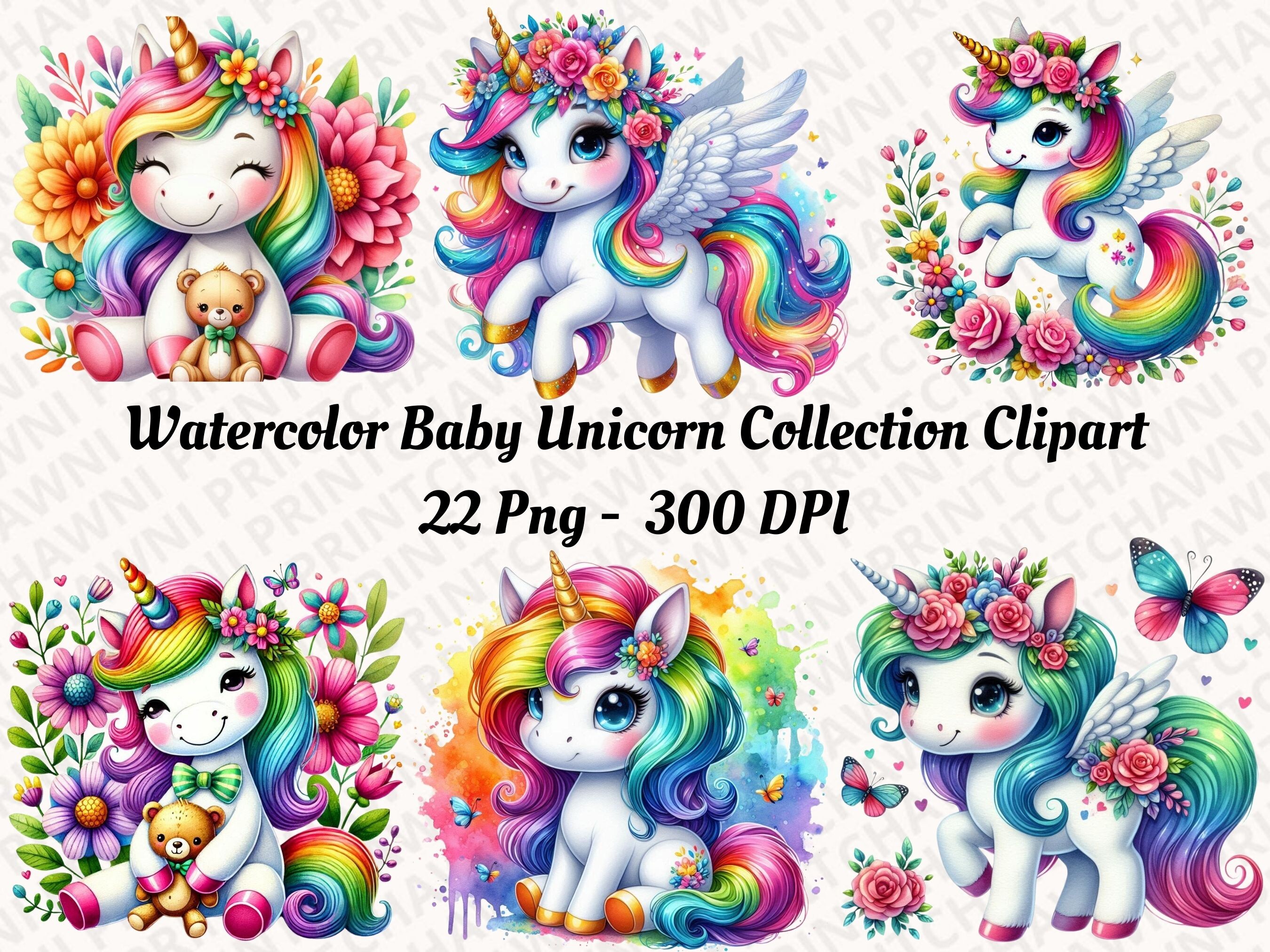 Cute Baby Unicorn Collection Clipart PNG