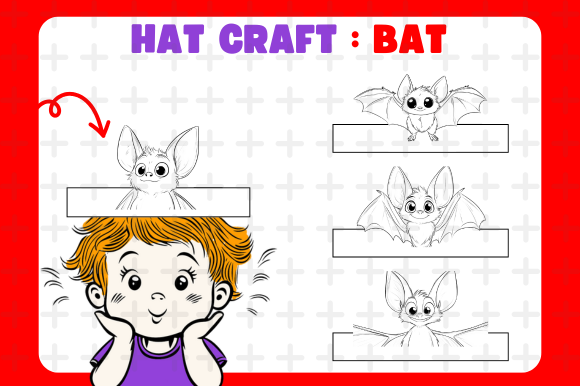 Hat Craft Bat Coloring Activity Graphic by Picmaster Studio · Creative ...