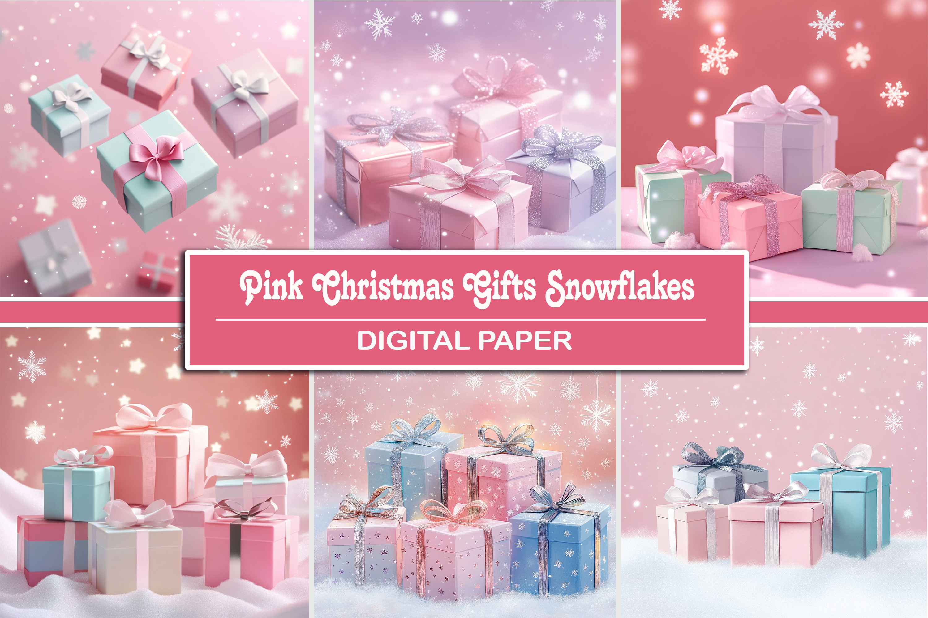 Pink Christmas Gifts Snowflakes