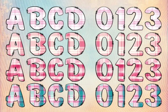 Pink Tartan Plaid Font PNG with transparent background - Preview 1