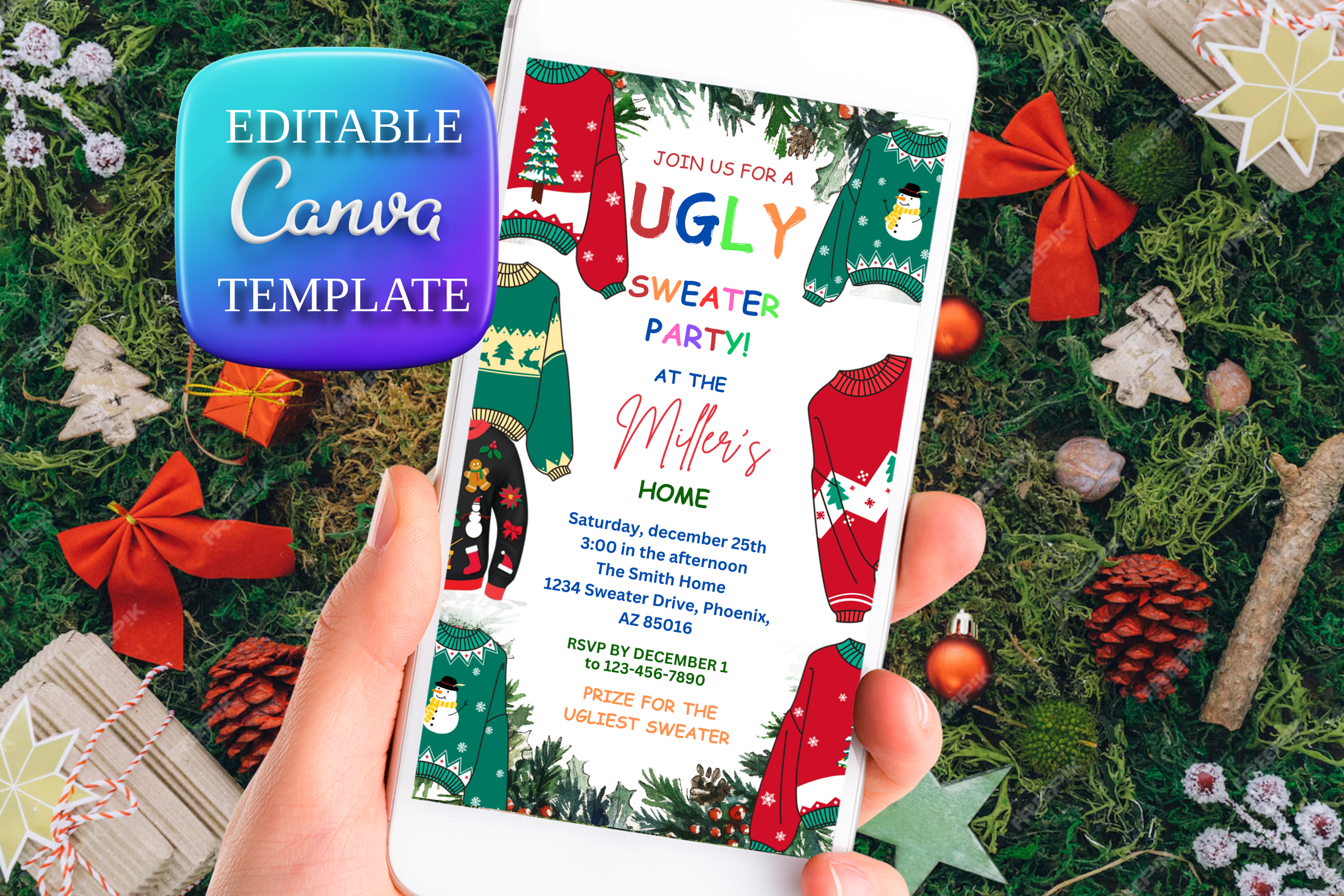 Ugly Sweater Christmas Party Invitation