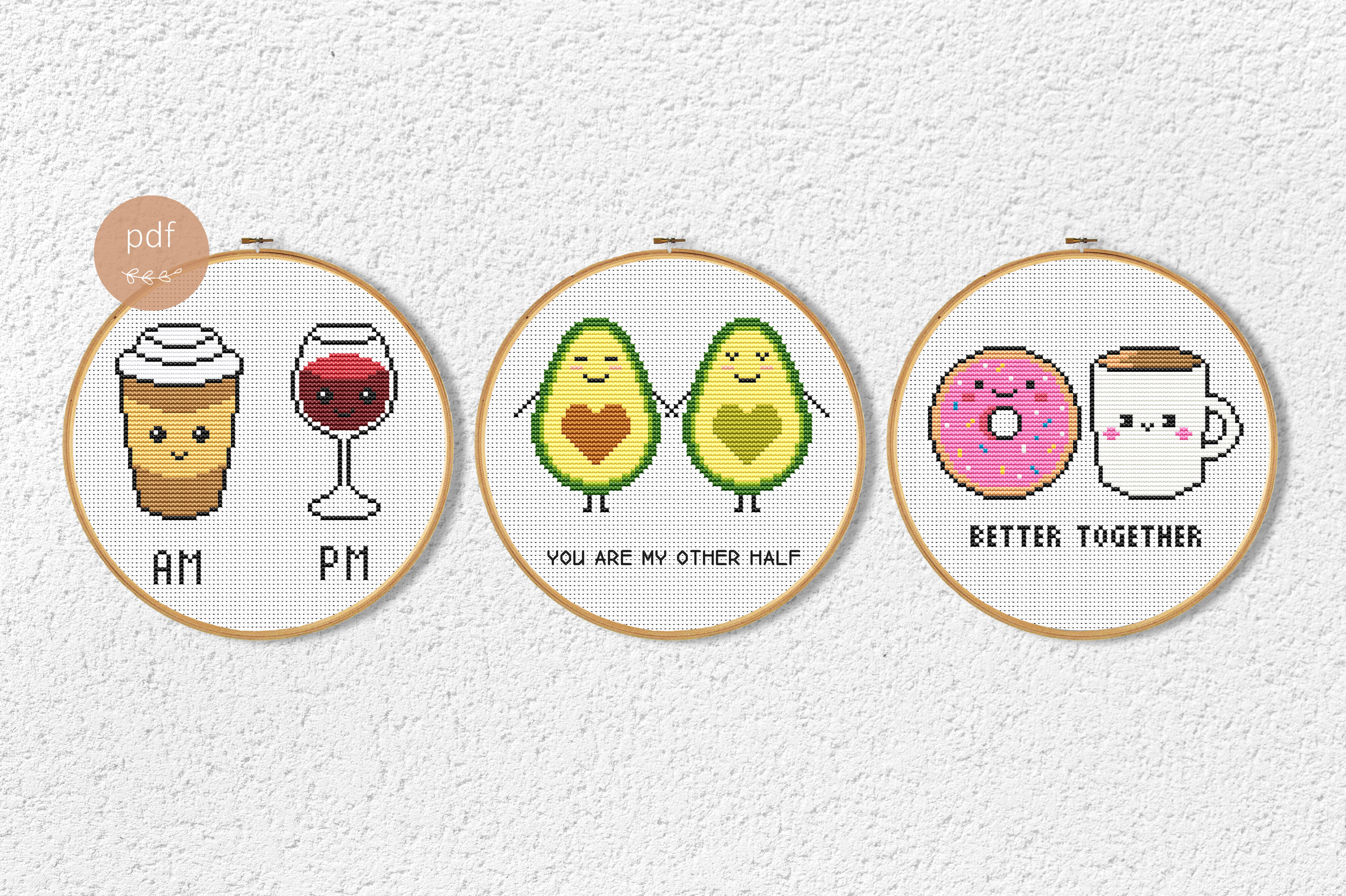3 Funny Quote Cross Stitch Patterns PDF
