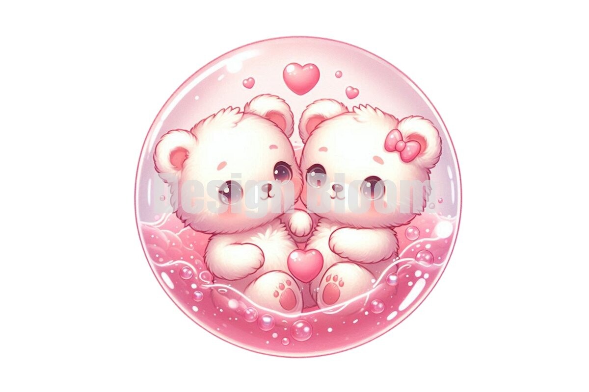 Charming Valentine Bear Couple Clipart Graphic by Design BLOOM ...