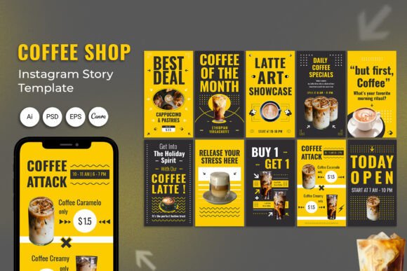 Preview of Coffee Shop Instagram Story coffee shop social media template