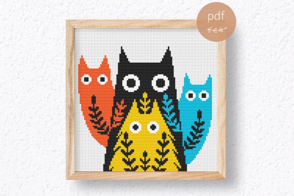 Colorful Cats Cross Stitch Pattern PDF
