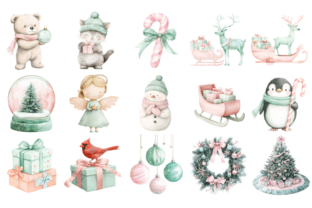 Cute Pastel Christmas Clipart Graphic by Markicha Art · Creative Fabrica