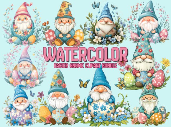 Easter Gnome Clipart Bundle Graphics