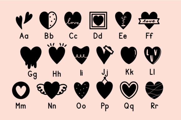 Heart Doodle Font PNG with transparent background - Preview 6