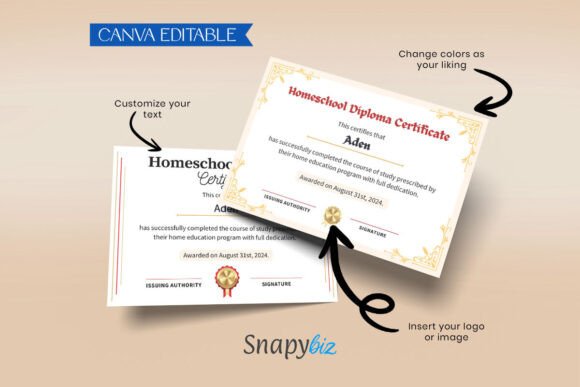 Homeschool Diploma Canva Templates