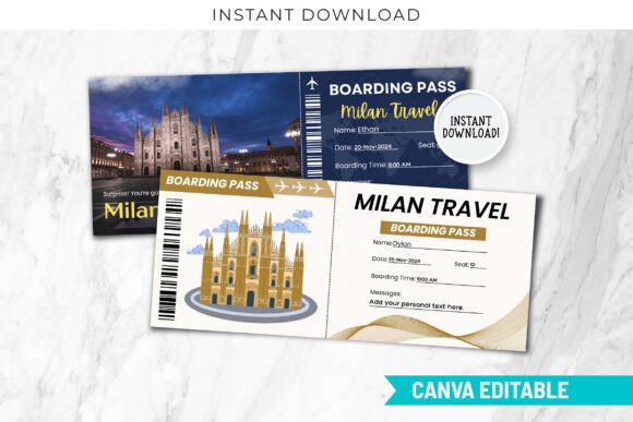 Milan Ticket Boarding Pass Template
