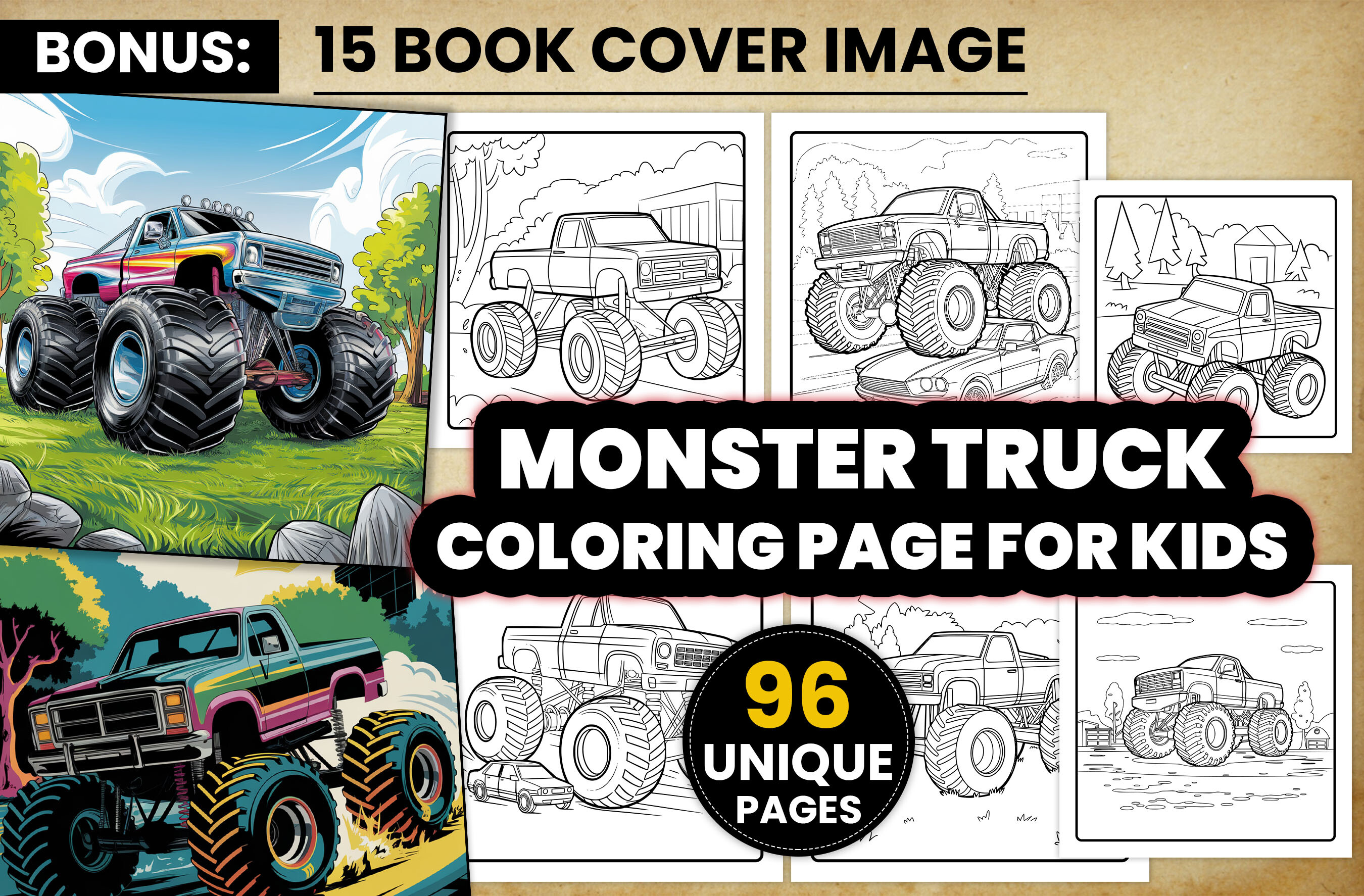 Monster Truck Coloring Page for Kids