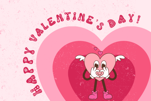 Retro Funny Heart Font PNG with transparent background - Preview 1