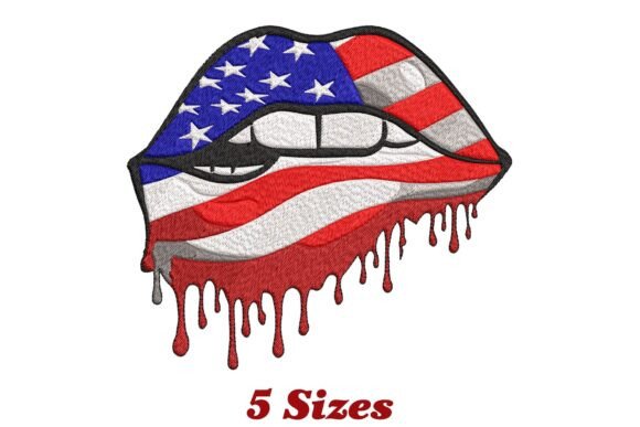 USA America Flag Lips