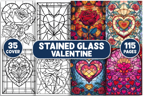 Valentine's Day Stained Glass Coloring