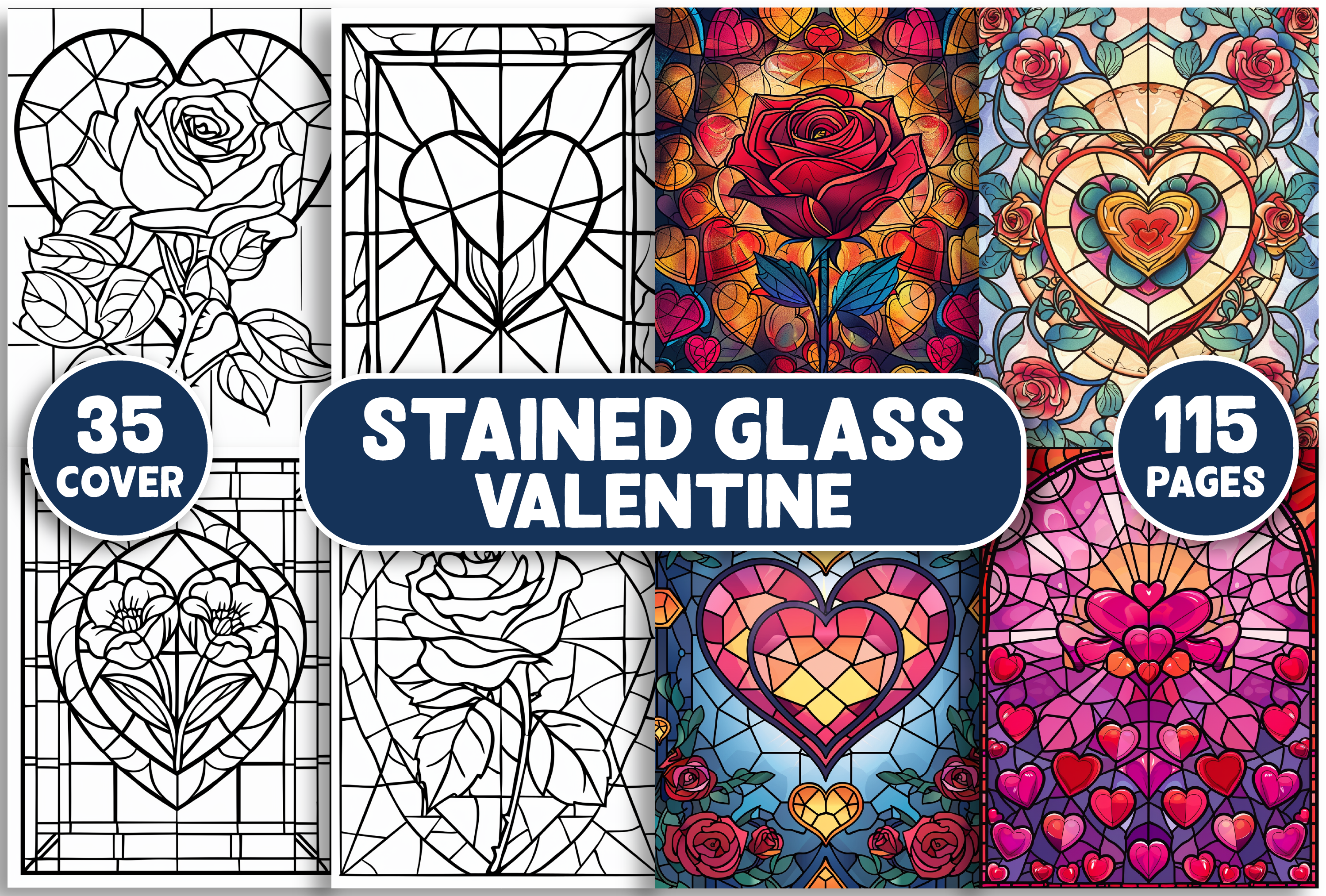 Valentine's Day Stained Glass Coloring