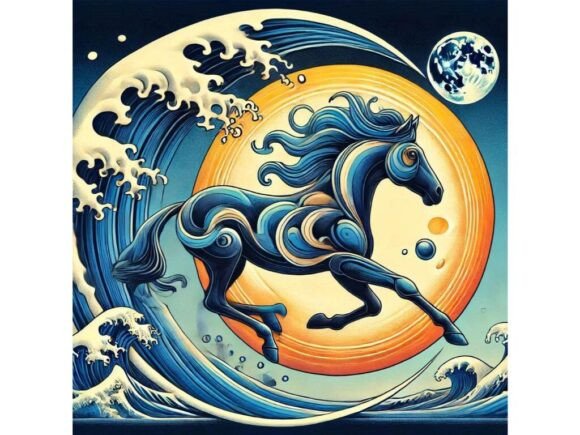 A Surrealist Piece with a Horse Running