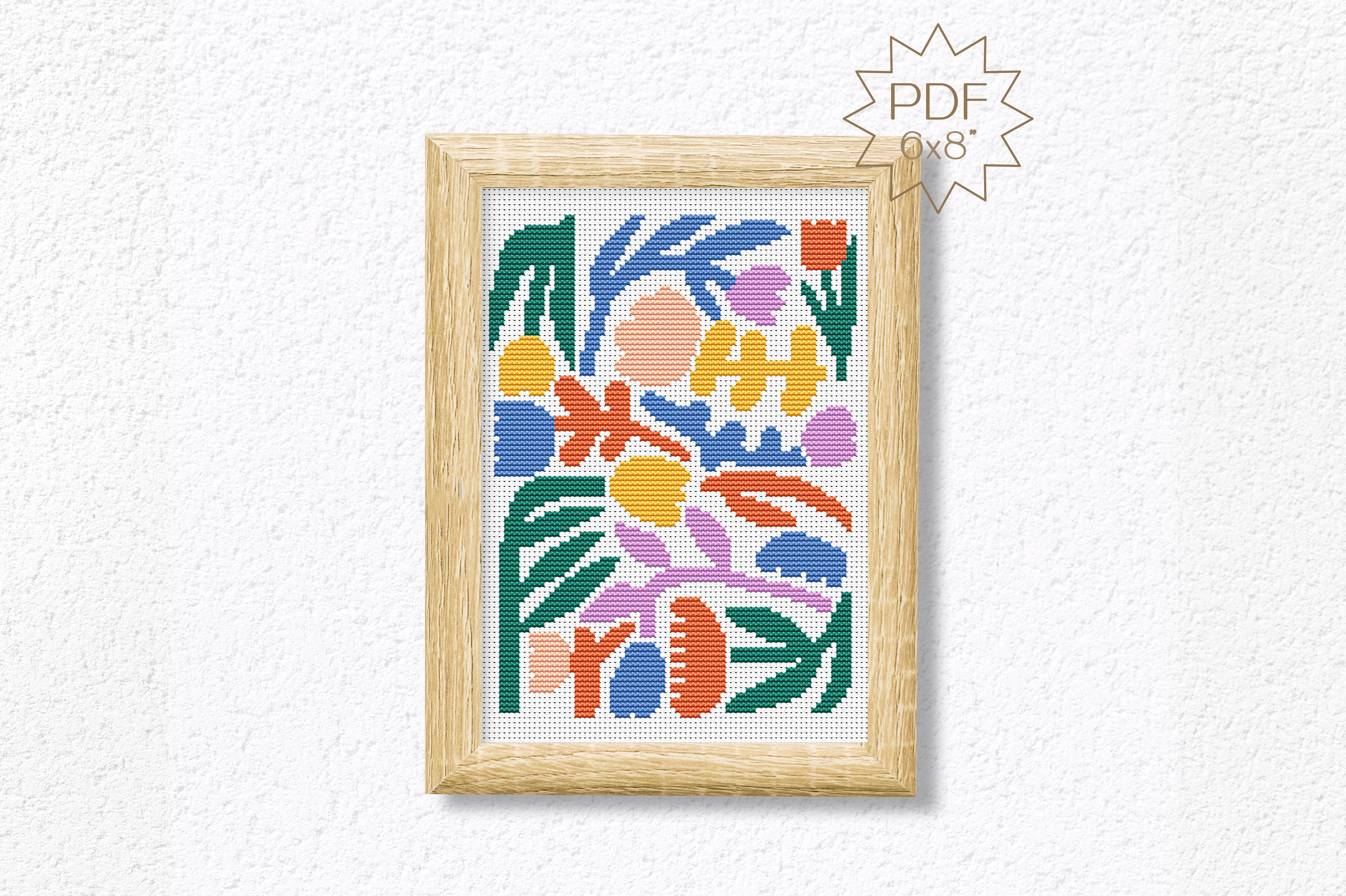 Abstract Flowers Trendy Cross Stitch PDF