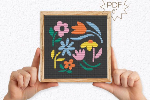 Bold Flowers Cross Stitch Pattern Mini