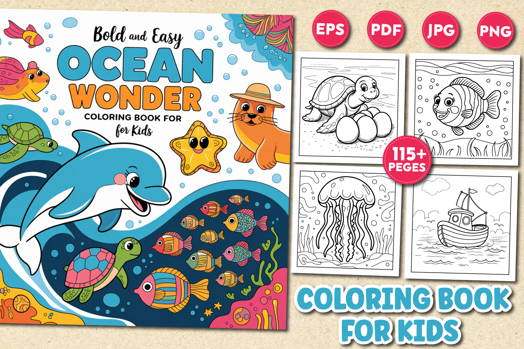Bold and Easy Ocean Wonder Coloring Book