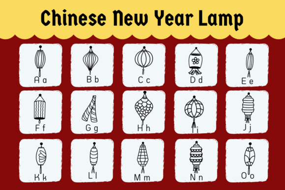 Chinese New Year Lamp Font PNG with transparent background - Preview 1
