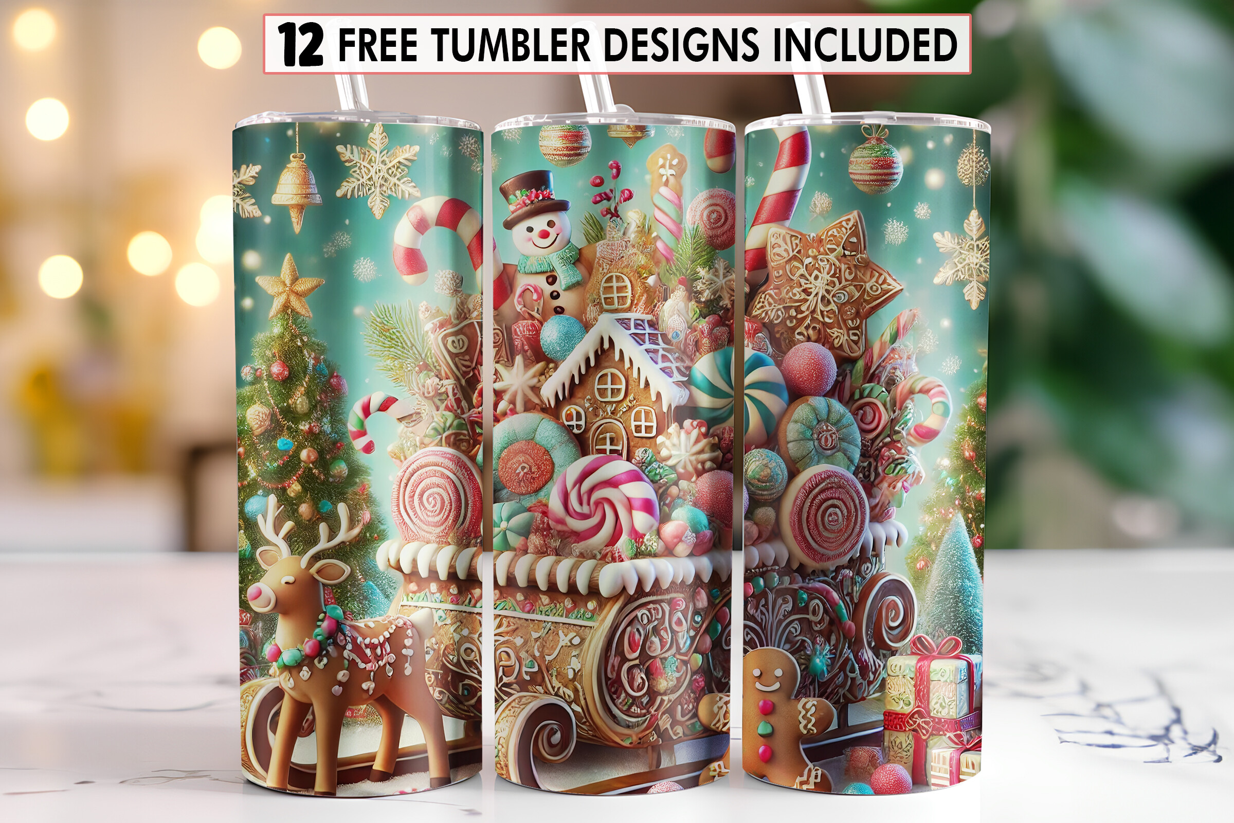 Christmas Holiday Tumbler Wrap Design Graphic by TheBundleStore381 ...