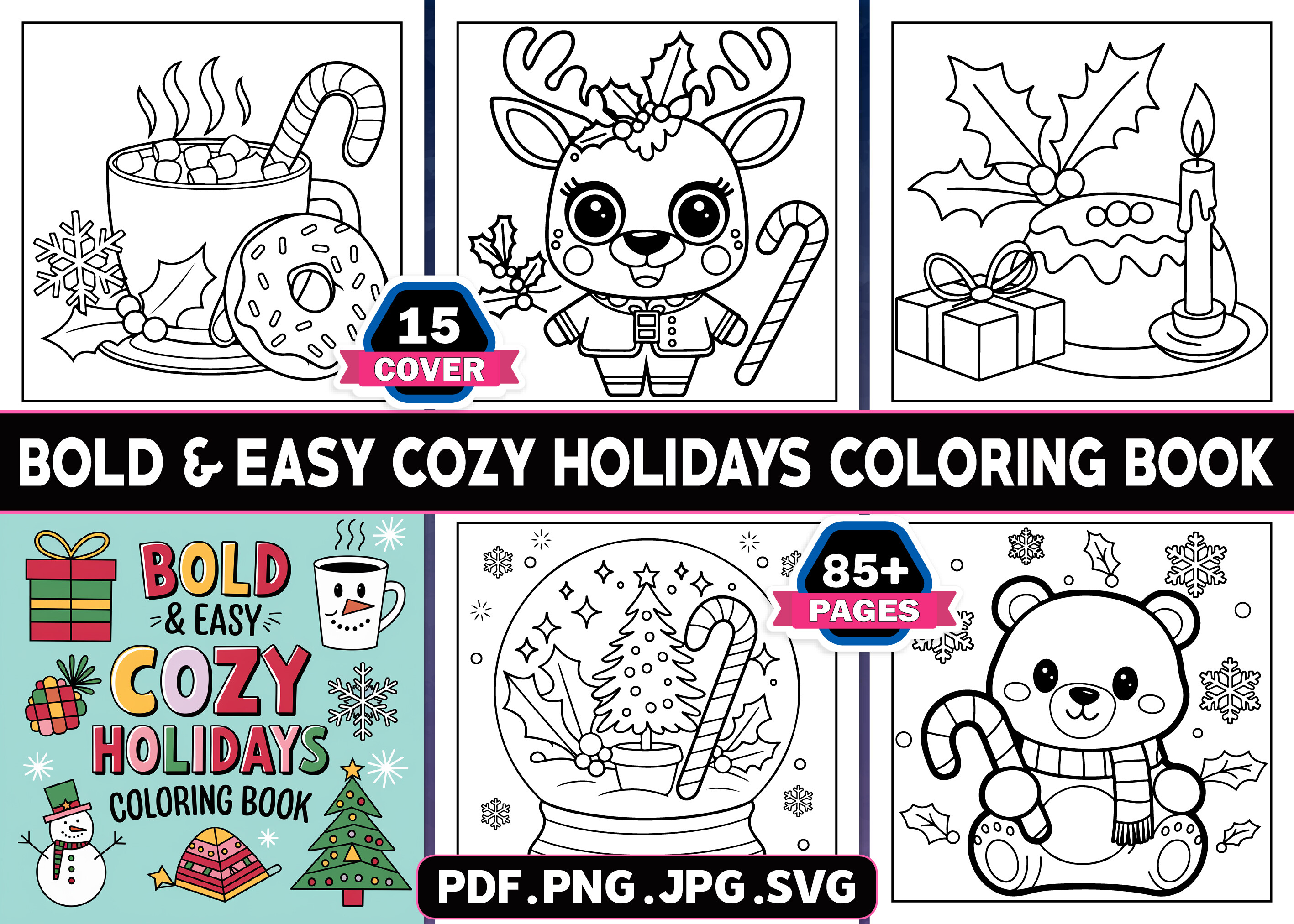 Cozy Holidays Bold Easy Coloring Book